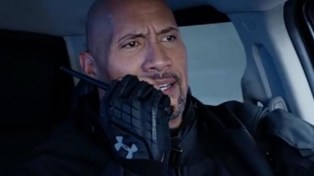 Under Armour half-finger gloves of Hobbs (Dwayne Johnson) in The Fate of the Furious