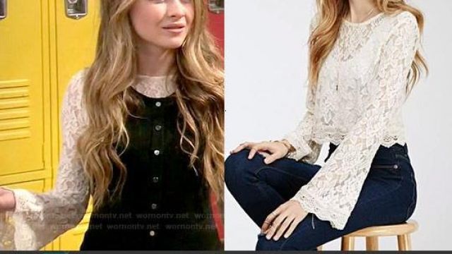 The high lace-up white worn by Maya Hart Sabrina Carpenter in the series the world of Riley
