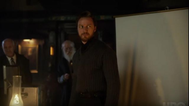 Box Stitch Shawl Neck Sweater usado por Lord Asriel (James McAvoy) en His Dark Materials (S01)