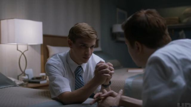 Multi blue striped tie worn by Nathan (Michael Shannon) in Room 104 (S01)