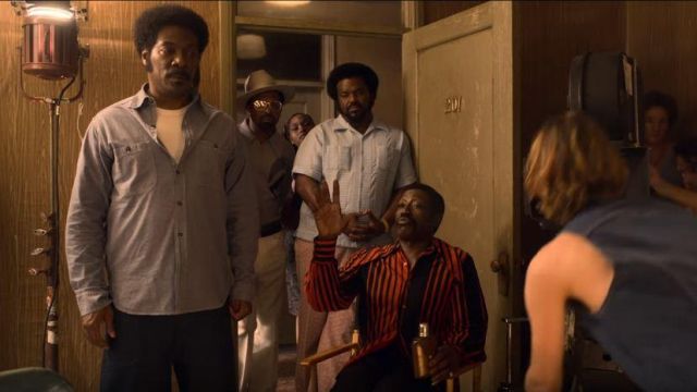 Grey long sleeve button down shirt worn by Rudy Ray Moore (Eddie Murphy) in Dolemite is my name