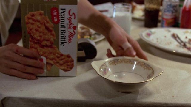 Sophie Mae Peanut Brittle eaten by George McFly (Crispin Glover) in Back to the Future