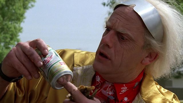 Miller High Life Lager Beer used by Dr. Emmett Brown (Christopher Lloyd) in Back to the Future