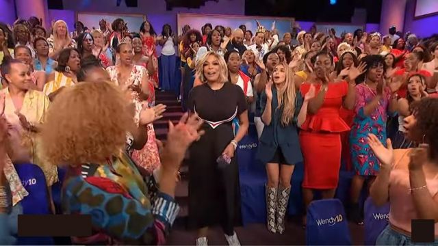 Sjyp Jer­sey Lay­ered Dress Black worn by Wendy Williams on The Wendy Williams Show August 29, 2019