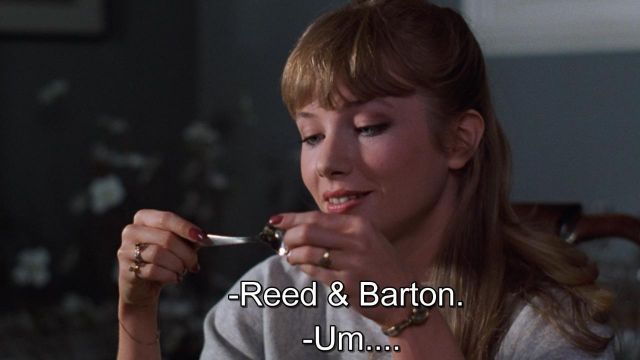 Reed & Barton flatware set spoken by Lana (Rebecca De Mornay) in Risky Business