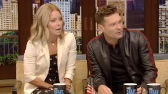 Floral-Print crinkled-crepe midi dress by Vince worn by Kelly Ripa as seen in LIVE with Kelly and Ryan SEPTEMBER 5, 2019