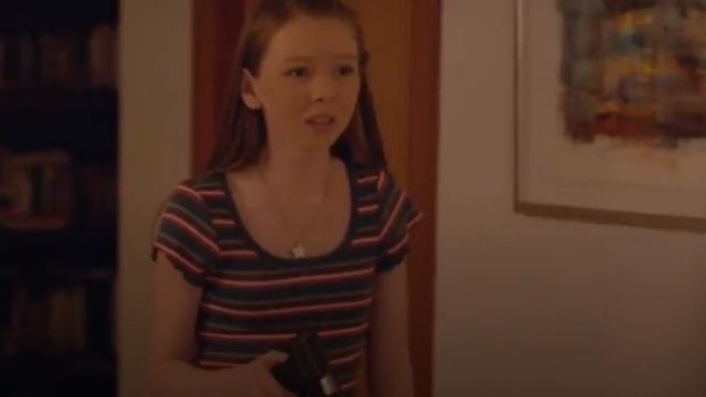 Abercrombie & Fitch striped scoopneck tee worn by Alice Carlson (Sadie Munroe) in Workin' Moms (S03E11)