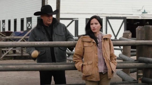 Carhartt weathered duck wesley coat worn by Monica Dutton (Kelsey Chow) in Yellowstone (S02E08)