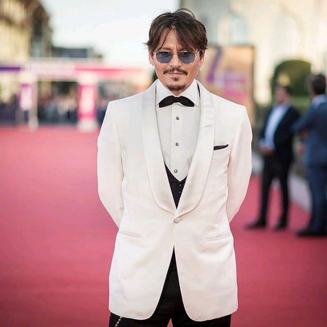 Tom Ford black waistcoat worn by Johnny Depp Waiting for the Barbarians Premiere at Deauville Film Festival September 8, 2019