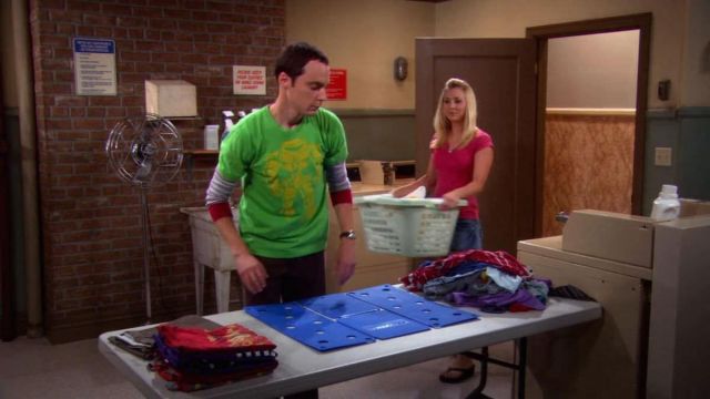 The ironing board and fold the cloth used by Sheldon Cooper (Jim Parsons) in The Big Bang Theory (S02E01)