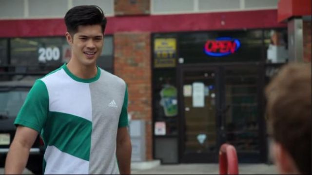 Adidas Sport ID colorblock tee worn by Zach Dempsey (Ross Butler) in 13 Reasons Why (S03E02)