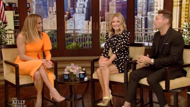 Alex Perry Wade Bow-Accented Crepe Midi Dress worn by Jennifer Lopez in LIVE with Kelly and Ryan September 11, 2019