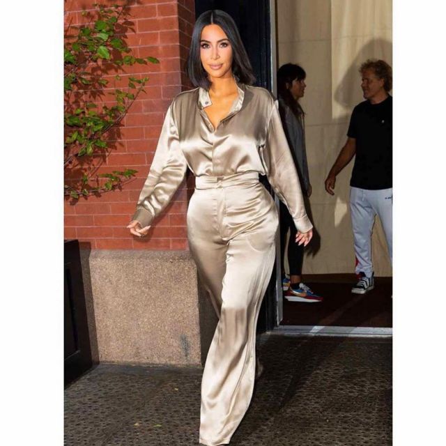 Reuben Avenue ory trousers worn by Kim Kardashian Leaving Her New York Hotel September 9, 2019