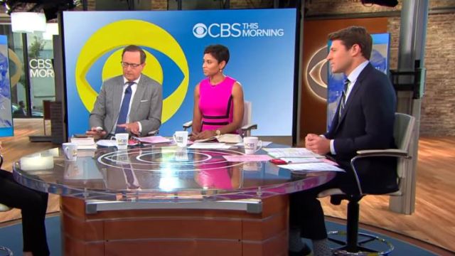 Calvin Klein sleeveless color block sheath dress worn by Jericka Duncan on CBS This Morning SEPTEMBER 5, 2019