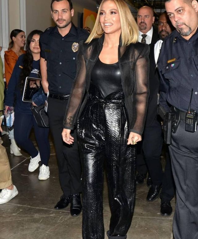 Sprwmn Black leather bodysuit worn by Jennifer Lopez Florida September 13, 2019