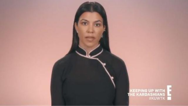 Prada Black Feather-trimmed silk-crepon top worn by Kourtney Kardashian in Keeping Up with the Kardashians Season 17 Episode 2