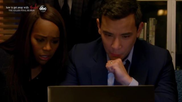 Blue business suit worn by Oliver Hampton (Conrad Ricamora) in How to Get Away with Murder (S06E01)