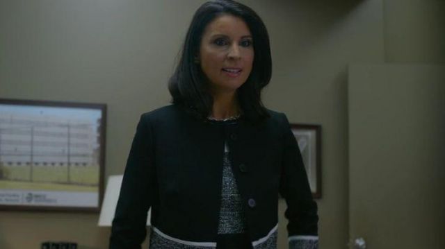 Hobbs black grey and white tweed jacket worn by (Beth Dover) in Orange Is the New Black (Season07Episode 08)