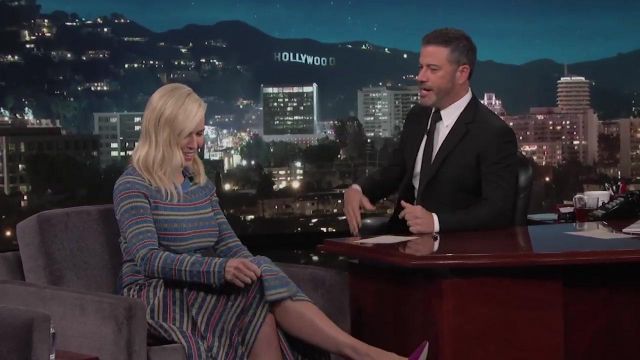 Opening Ceremony Long Sleeve Rib Knit Midi Dress worn by Chelsea Handler in Jimmy Kimmel Live September 10 2019
