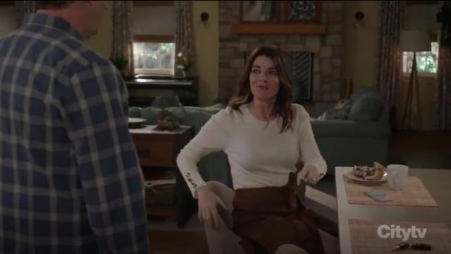 Prologue Asymmetrical Wrap Skirt worn by Heather (Betsy Brandt) in Life in Pieces Season 4 Episode 13