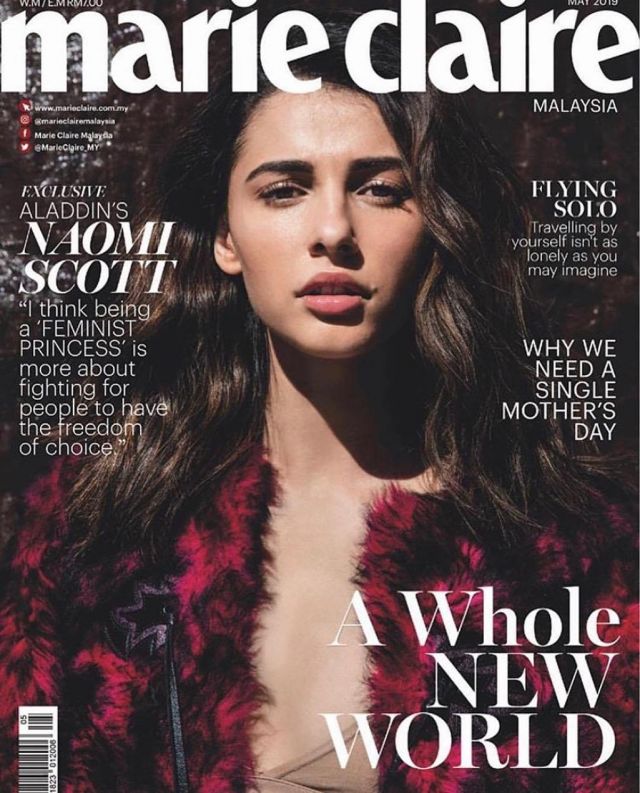 Chaqueta Glam Punk Shearling usada por Naomi Scott para la portada de Marie Claire Malaysia (mayo de 2019)