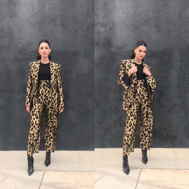 Leopard print jacket blazer worn by Naomi Scott on her Instagram account @naomigscott
