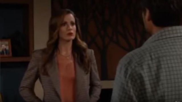 Cami NYC Brook­lyn Lace-De­tail Silk Top worn by Chelsea Lawson Newman (Melissa Claire Egan) as seen on The Young and the Restless September 23, 2019