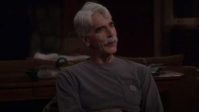 Carhartt purple workwear long sleeve pocket t shirt worn by Beau Bennett (Sam Elliott) in The Ranch Season 4 Episode 6