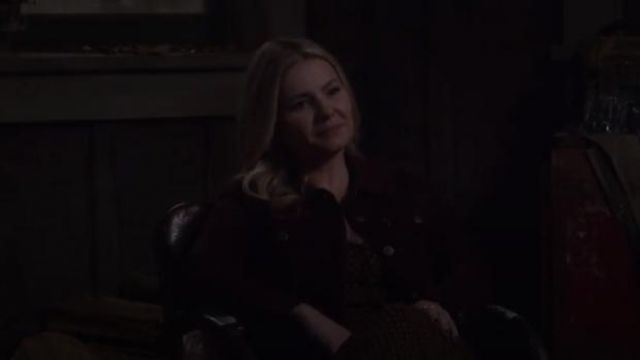 Levis burgundy denim jacket worn by Abby (Elisha Cuthbert) in The Ranch Season 4 Episode 6