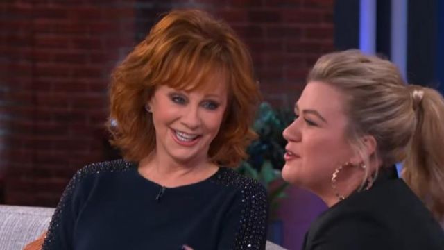 Neiman marcus cashmere collection embellished colorblock cashmere sweater worn by Reba McEntire on The Kelly Clarkson Show September 26, 2019