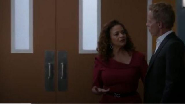 Zac posen red short sleeve dress worn by Dr. Catherine Avery (Debbie Allen) in Grey's Anatomy Season 16 Episode 01