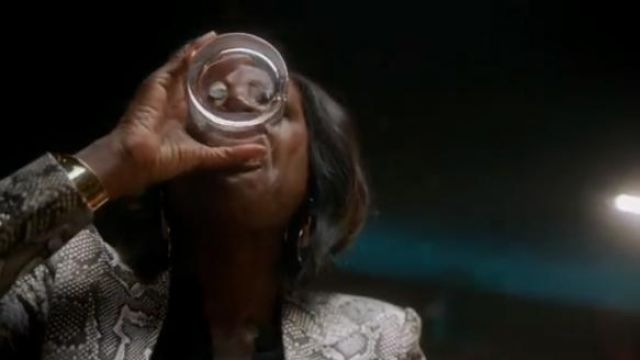 Tom Ford snake-print cotton-blend twill blazer worn by Annalise Keating (Viola Davis) in How to Get Away with Murder Season 6 Episode 1