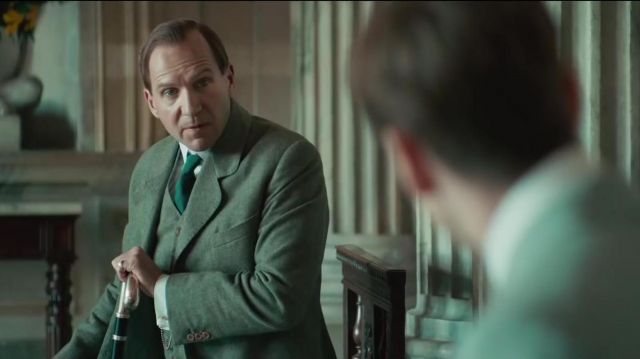 Olive green tweed vintage suit worn by Duke of Oxford (Ralph Fiennes) in The King's Man
