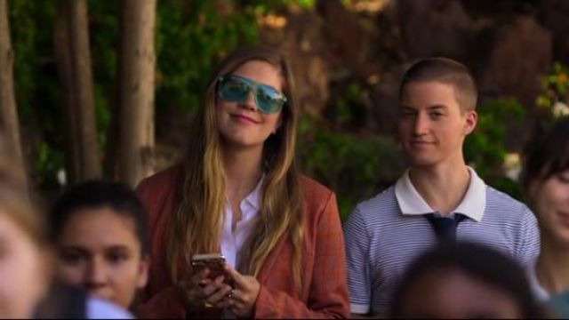 Gucci GG0262/S transparent blue aviator sunglasses worn by McAfee (Laura Dreyfuss) in The Politician Season 1 Episode 1