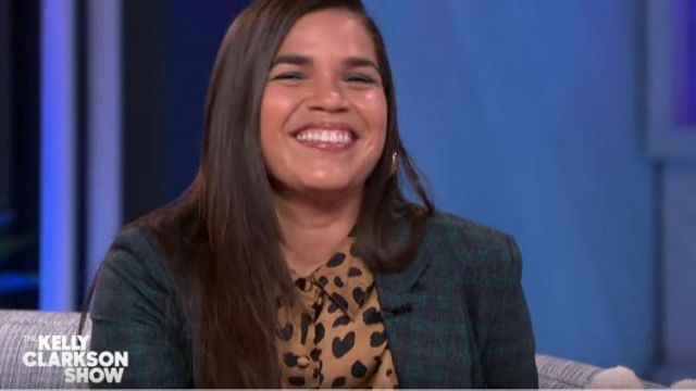 DL1961 x marianna hewitt chambers St. silk top worn by America Ferrera on The Kelly Clarkson Show October 1, 2019