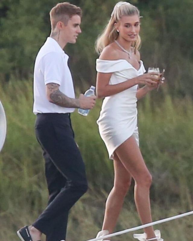 Lacoste white Polo worn by Justin Bieber at the Rehearsal Dinner September 29, 2019