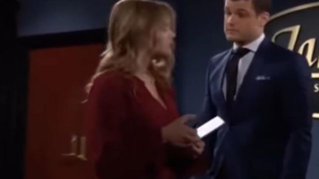 Lini lucy striped flounced dress worn by Summer Newman (Hunter King) on The Young and the Restless October 2, 2019