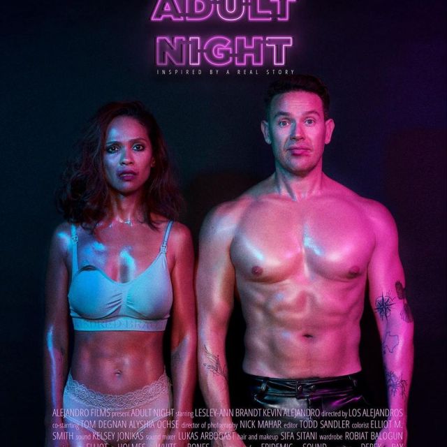 The panties worn by Lesley-Ann Brandt on the poster of the "Adult Night" Movie worn by Lesley-Ann Brandt on the Instagram account @lesleyannbrandt 
