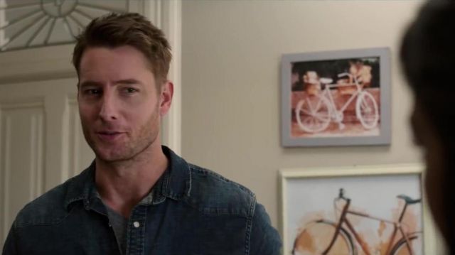 Denim long sleeve shirt worn by (Justin Hartley) in Jexi