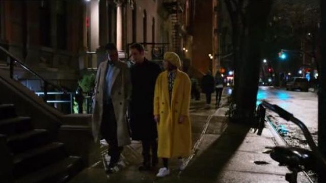 Cinq à Sept Yellow Maya Long Double-Breasted Coat worn by Infinity Jackson (Zoey Deutch) in The Politician Season 1 Episode 8