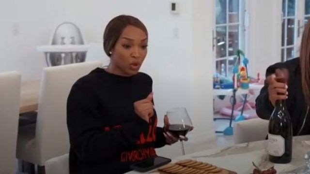 Givenchy Black I Feel Love Graphic Sweater worn Malika Haqq in Keeping Up with the Kardashians Season 17 Episode 4