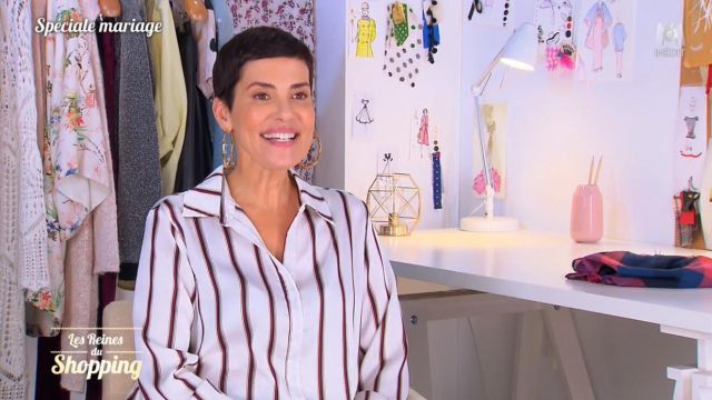 La chemise à rayures de Cristina Córdula dans Les reines du shopping du 07/10/2019