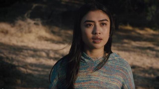 Urban Outfitters Green/blue Space Dyed Hooded Cropped Sweater worn by Alex Portnoy (Brianne Tju) in Light as a Feather S eason 02 Episode 16