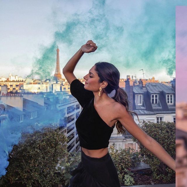 The top black asymmetrical worn by Federica on the account Instagram of @junesixtyfive 