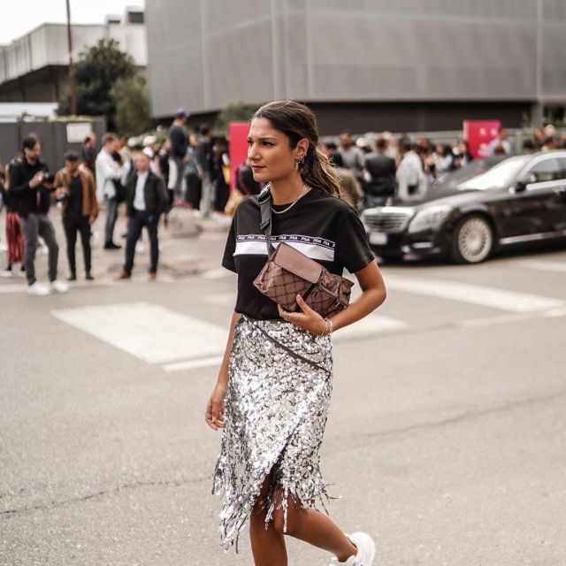 The sequin skirt worn by Federica on the account Instagram of @junesixtyfive 