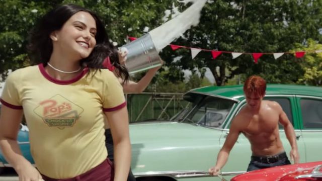 Yellow Pop's Chock'lit Shoppe Tshirt worn by Veronica Lodge (Camila Mendes) in Riverdale Season 4