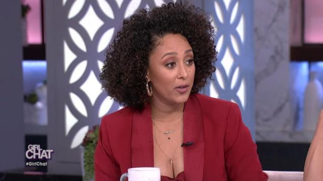 Alice + Olivia Jace Oversized Blazer worn by Tamera Mowry on The Real October 9,2019
