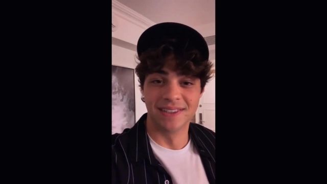 Stand Up Collar shirt black and white fine stripes worn by Peter (Noah Centineo) in To All the Boys: P.S. I Still Love You
