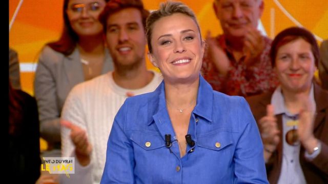 Le blouson de Isabelle Moreau dans L'Info du vrai le 10.10.2019