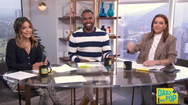 Sandro Stripe Crew Neck Sweater worn by Justin Sylvester on E! News October 11, 2019